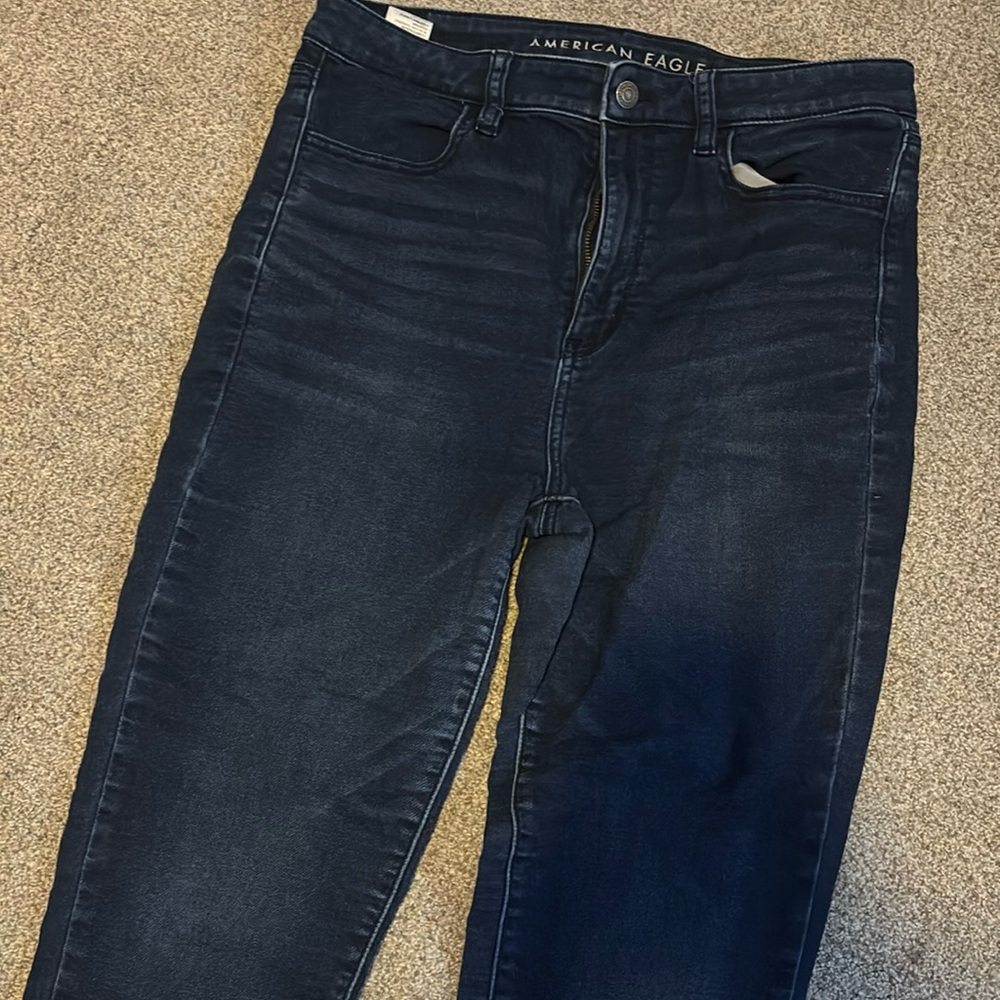 Dark wash American Eagle Outfitters High Rise Super Stretch Skinny Jeans.
